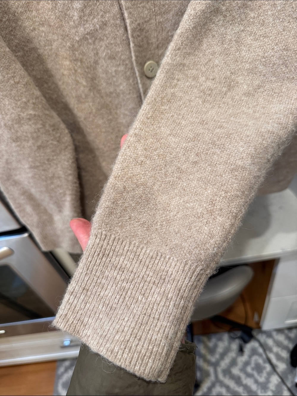 Men's Lululemon Alpaca Wool Blend Oatmeal Cardigan Sweater - Picture 8 of 15
